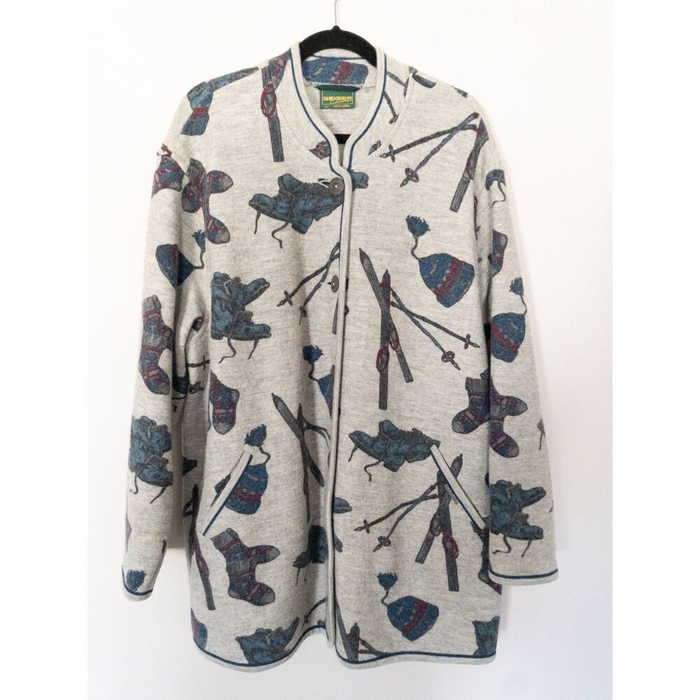 Geiger Vintage Ski Print Sweater Coat